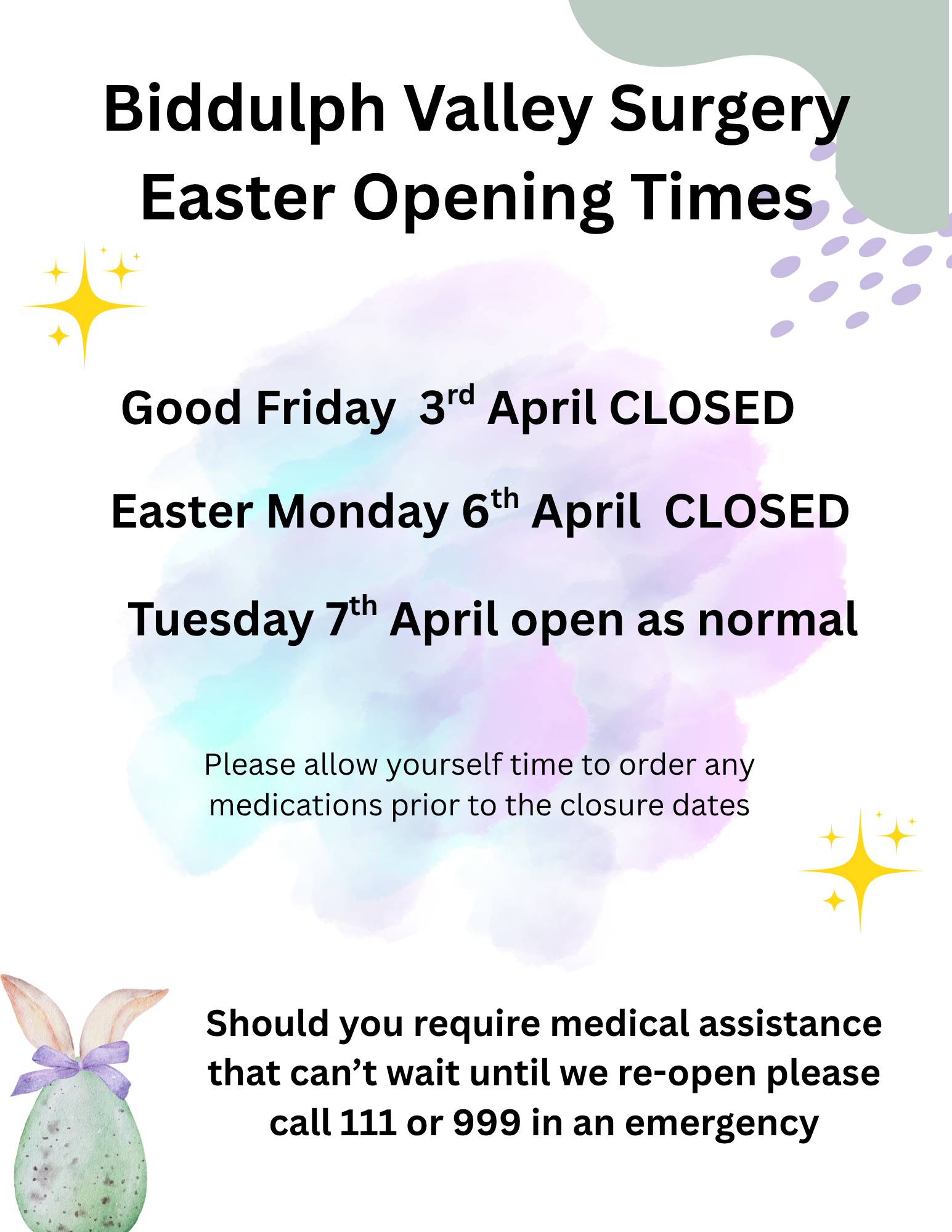 Easter opening times